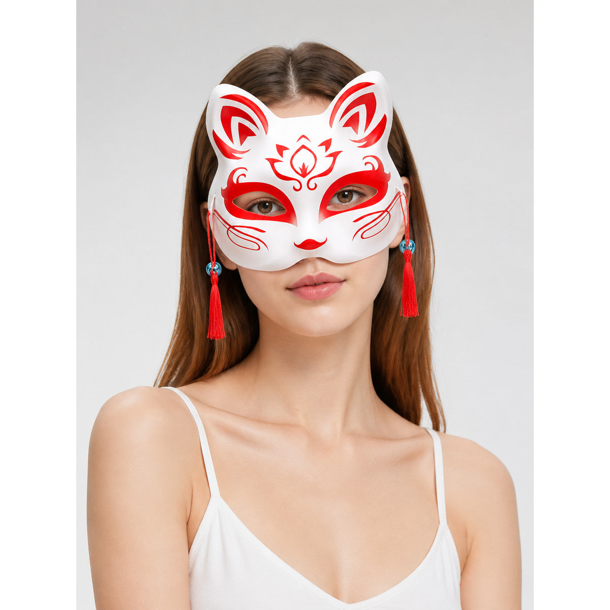 White, Red, and Blue Rabbit Carnival Mask for Halloween main product view