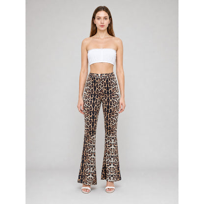 Flare Pants with Leopard Print and Accessories