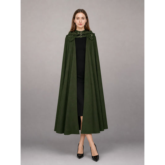 Long Green Hooded Carnival Cloak