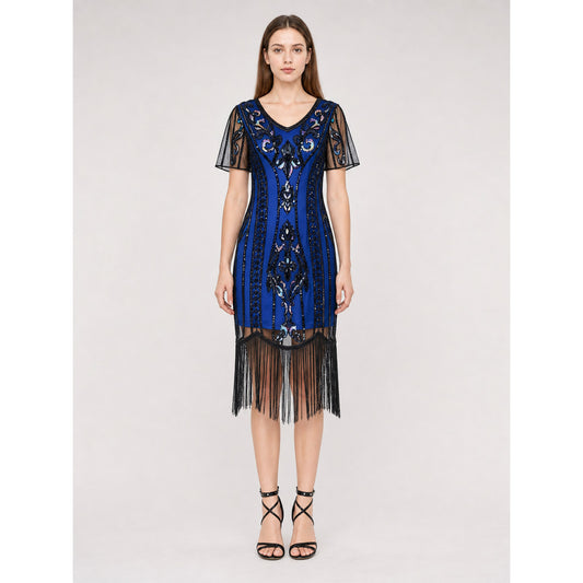 Vintage-Style Flapper Dress with Fringe