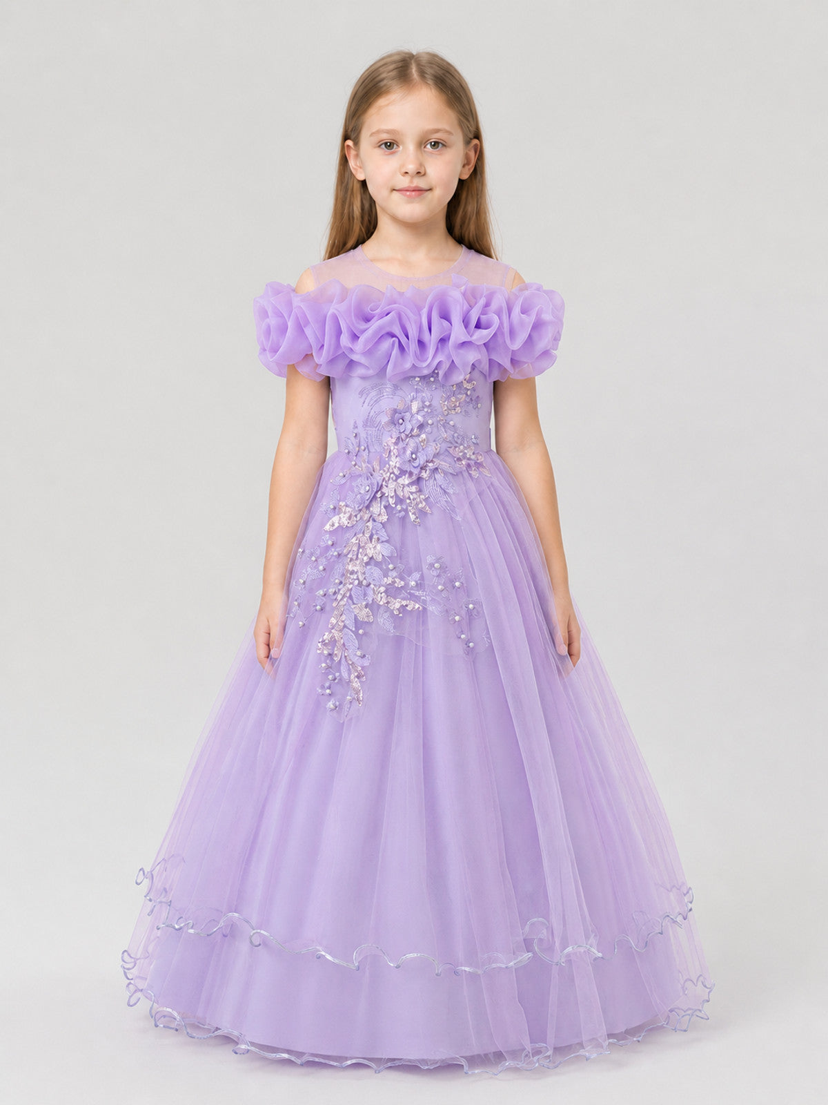 Light Purple Princess Dress with Full Skirt on-model view