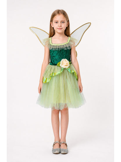 Green Winged Dress with Floral Décor main product view