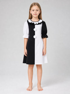 Black-and-White Clown Costume Dress for Cosplay