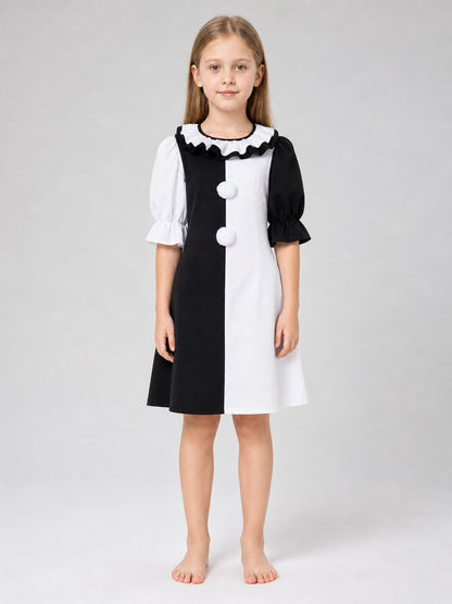 Black-and-White Clown Costume Dress for Cosplay on-model view