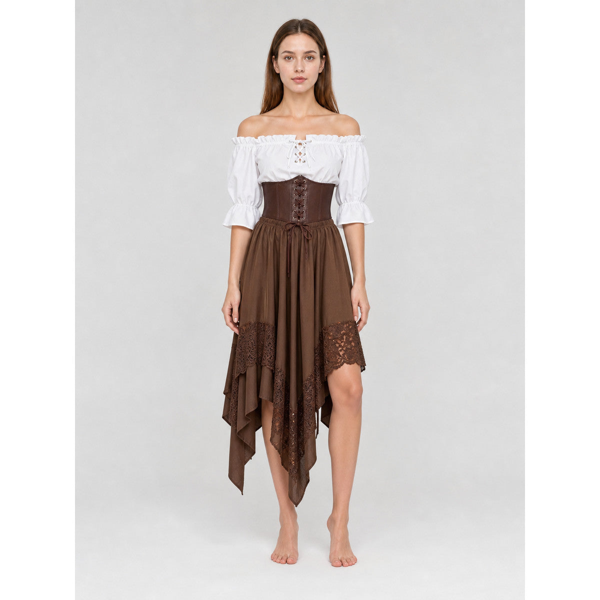 Pirate-Style Costume: Blouse, Corset, and Skirt