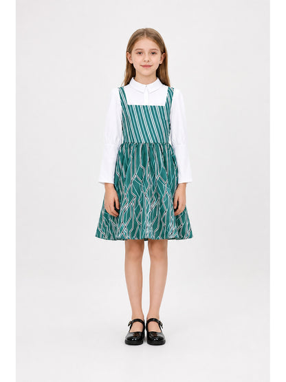 Wicked Elphaba Cosplay Dress, Green with White Blouse main product view