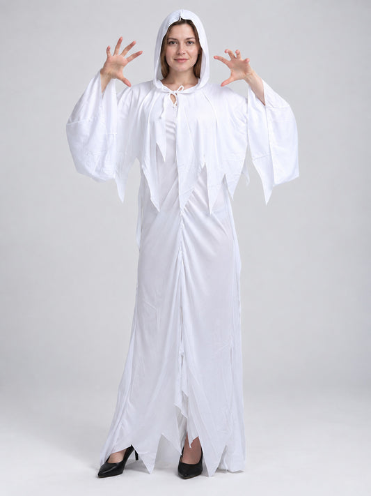 White Ripped Ghost Costume with Hood