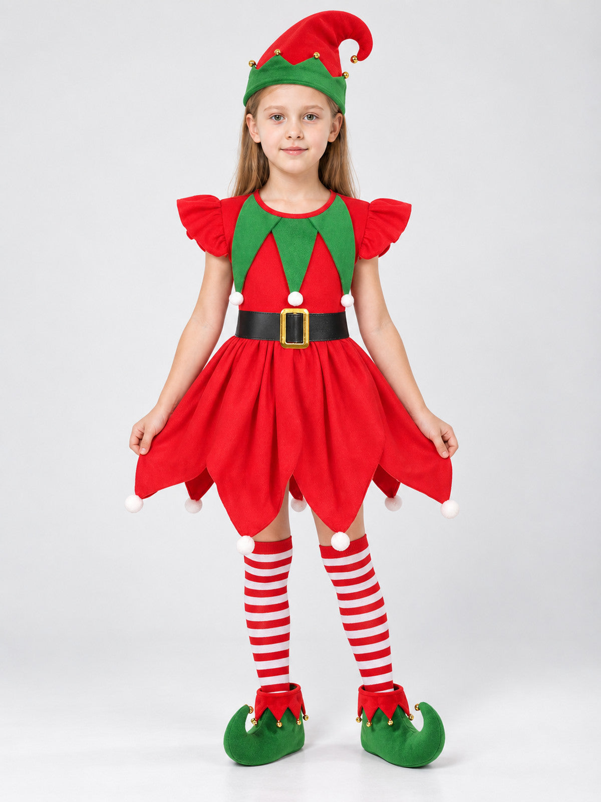 Kids' carnival dress with pompoms and bells