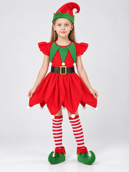 Kids' carnival dress with pompoms and bells