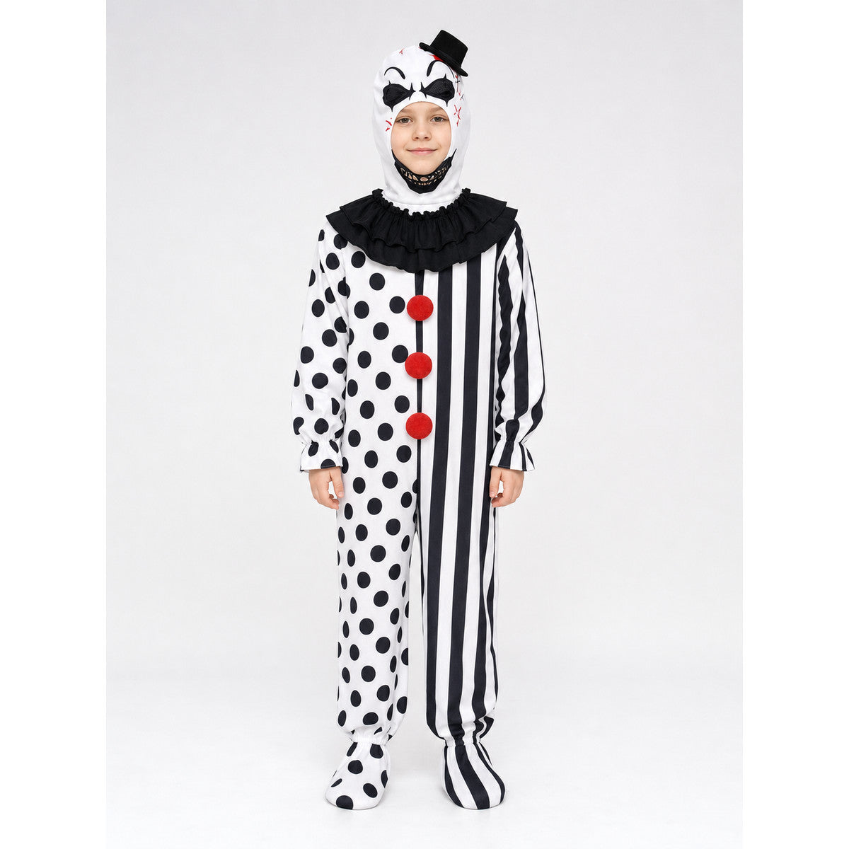 Clown Jumpsuit Costume for Halloween and the Stage on-model view
