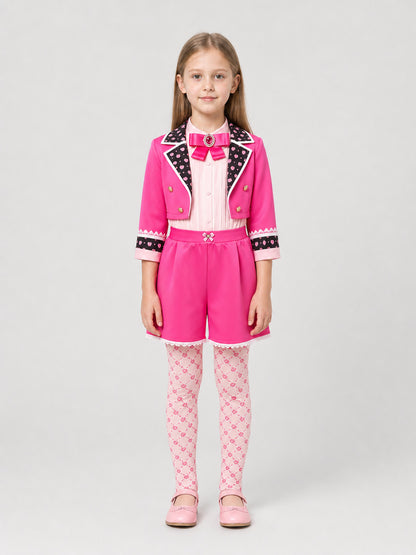 Children's Red Queen Cosplay Costume with Shorts on-model view