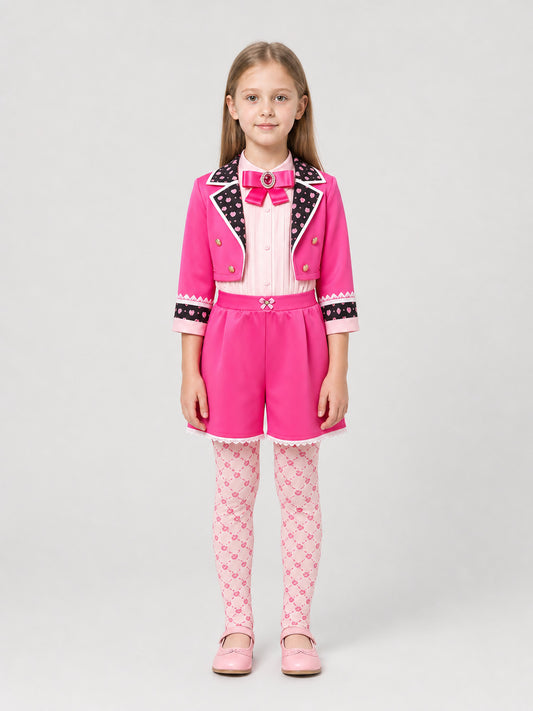 Children's Red Queen Cosplay Costume with Shorts on-model view