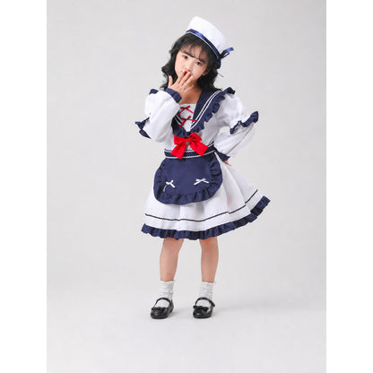 Nautical-style stage costume with bows