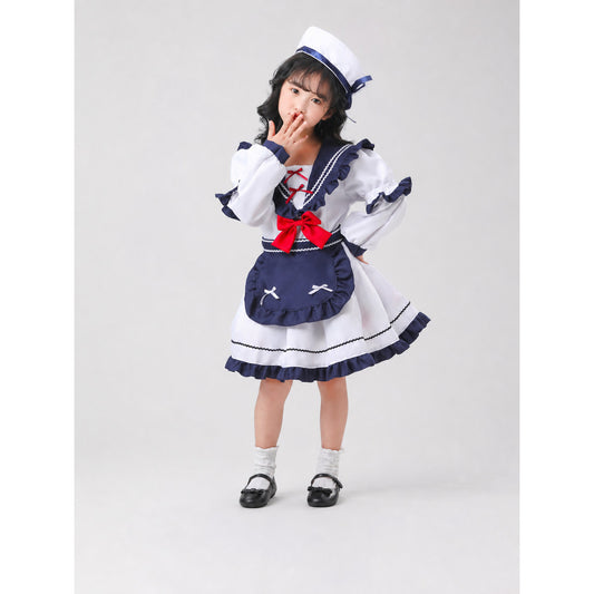 Nautical-style stage costume with bows