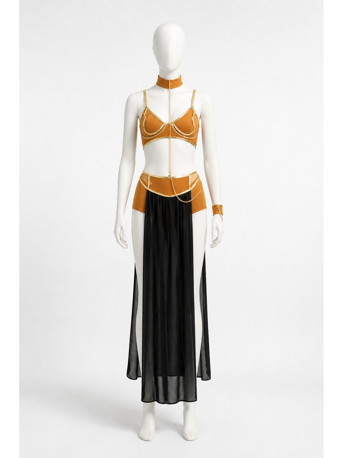 Cleopatra Costume with Gold Chains and Black Skirt main product view