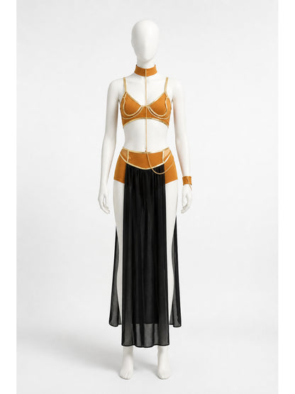 Cleopatra Costume with Gold Chains and Black Skirt main product view