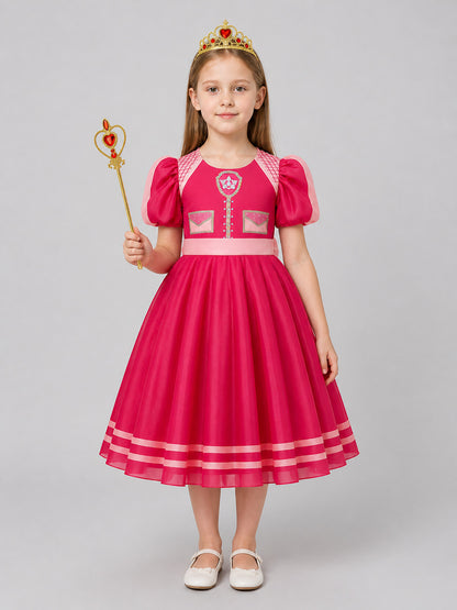 Children's Princess Costume Dress with Crown and Wand