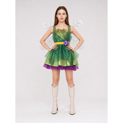 Green Elf Costume with Wings for Cosplay on-model view