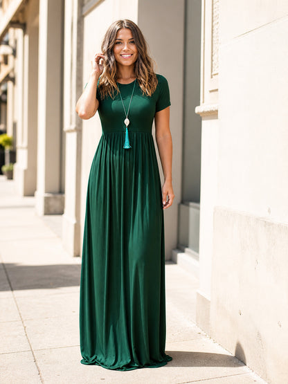 Women's Long Short-Sleeve Dress with Pockets main product view