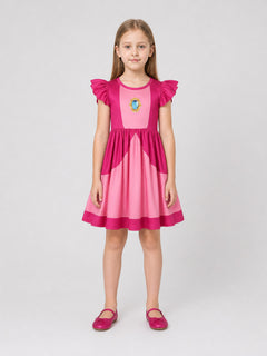 Super Mario Costume Dress with Emblem and Full Skirt