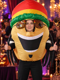 Inflatable Carnival Costume with Striped Hat and Glasses