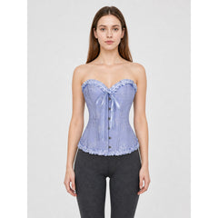 Corset Top with Ruffles and Lacing, Lavender