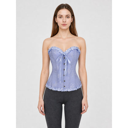 Corset Top with Ruffles and Lacing, Lavender on-model view