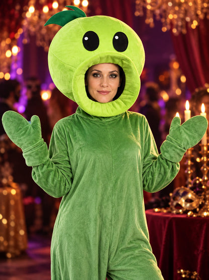 Green plant costume for adults with mask