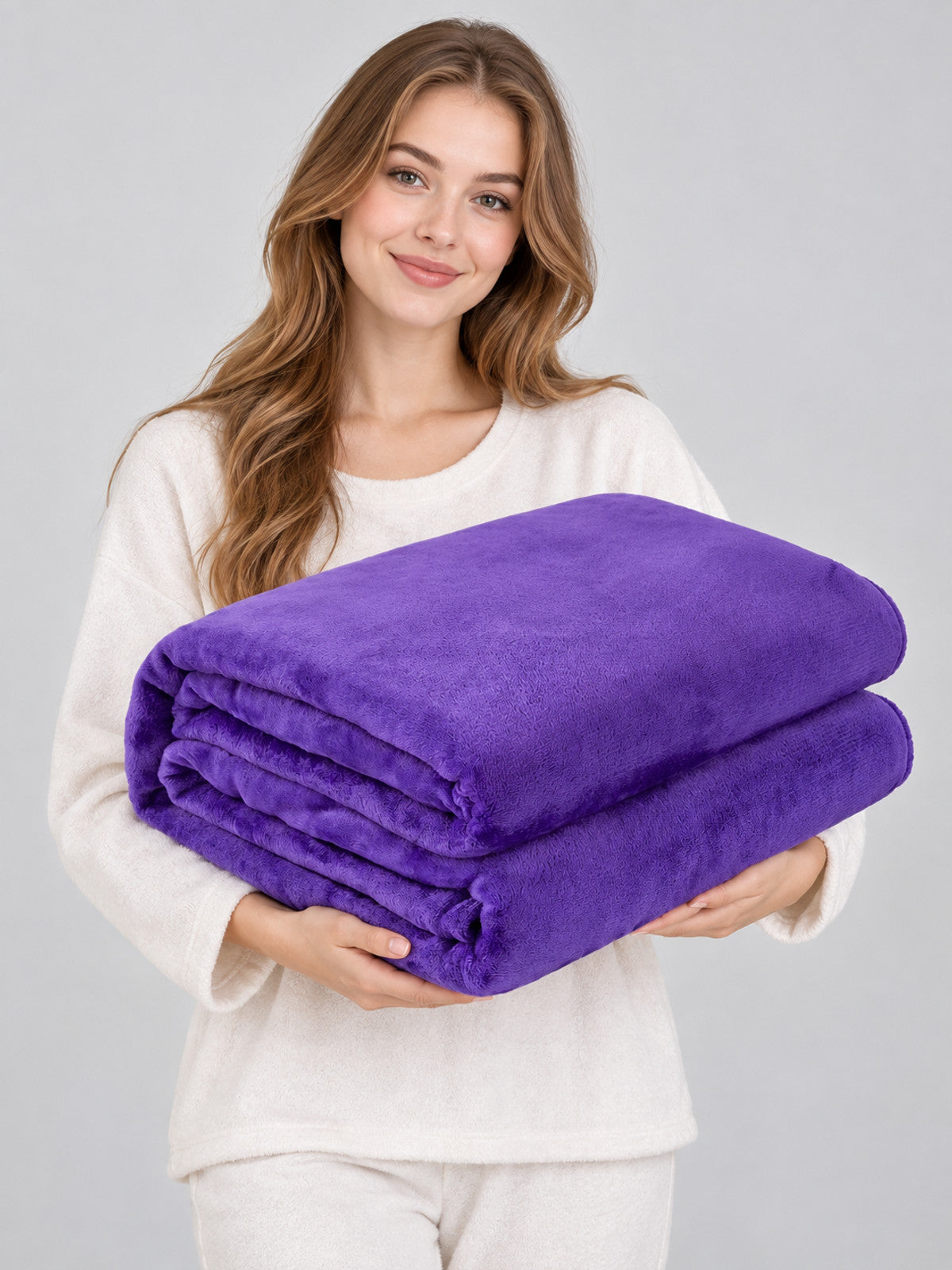 Purple Flannel Blanket with Soft Fleece