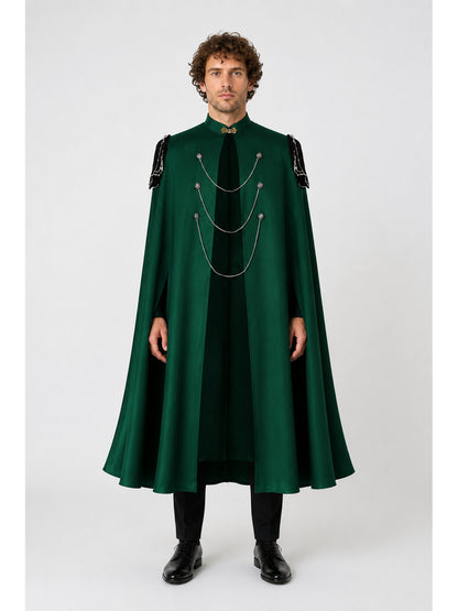 Gothic Cape with Chains and Stand-Up Collar main product view