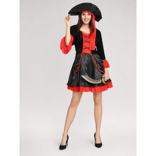 Pirate costume with dress and hat for Halloween