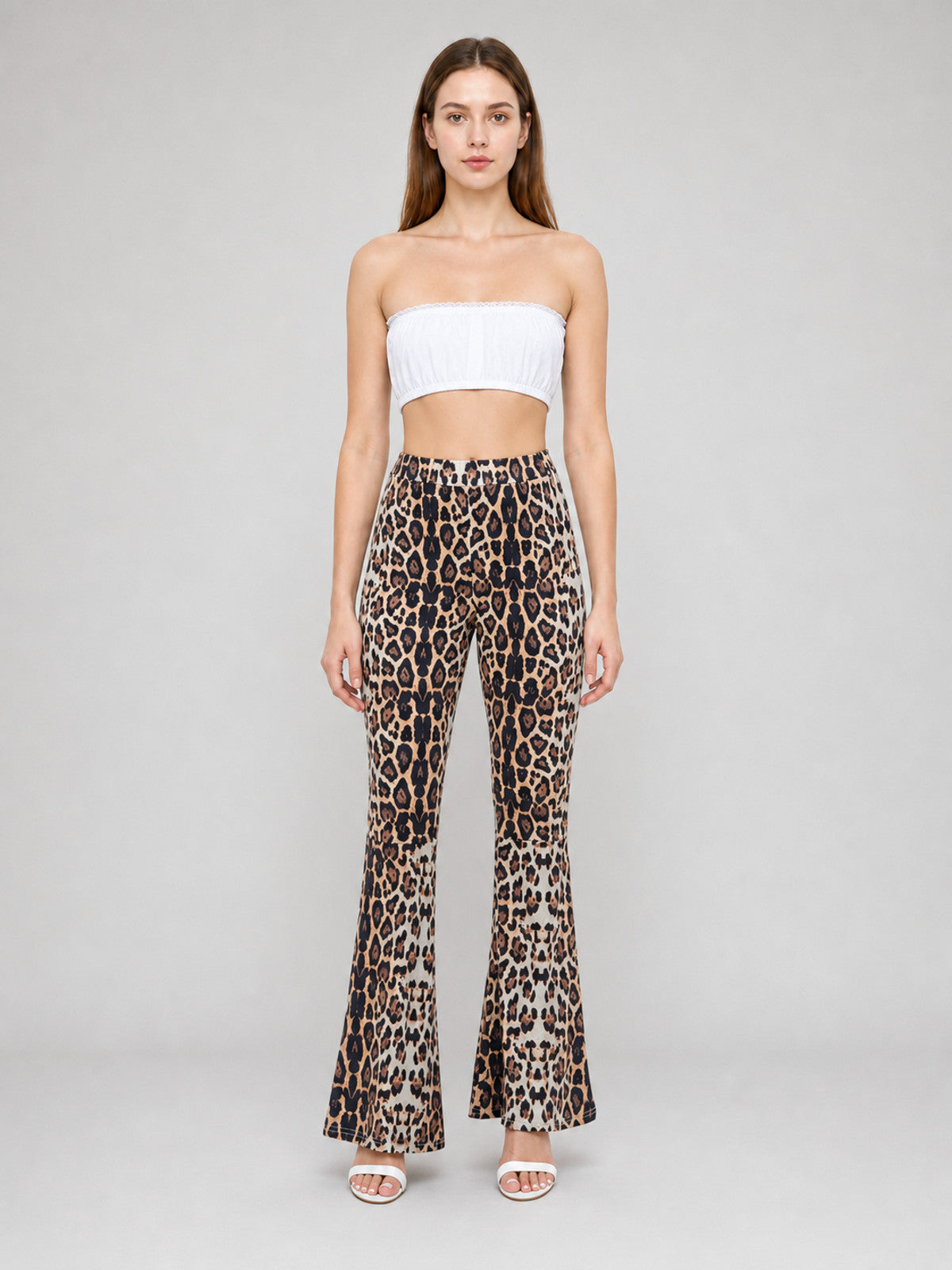 Flare Pants with Leopard Print and Accessories