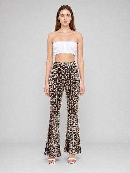 Flare Pants with Leopard Print and Accessories