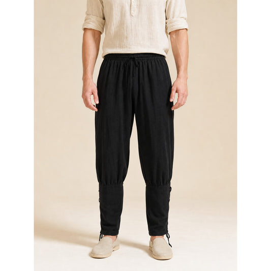 Men’s jogger pants with cuffs and drawstring on-model front view