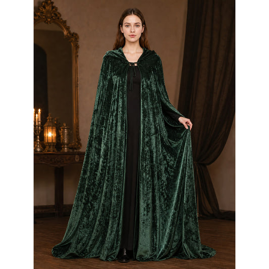 Hooded Dark Green Costume Cloak
