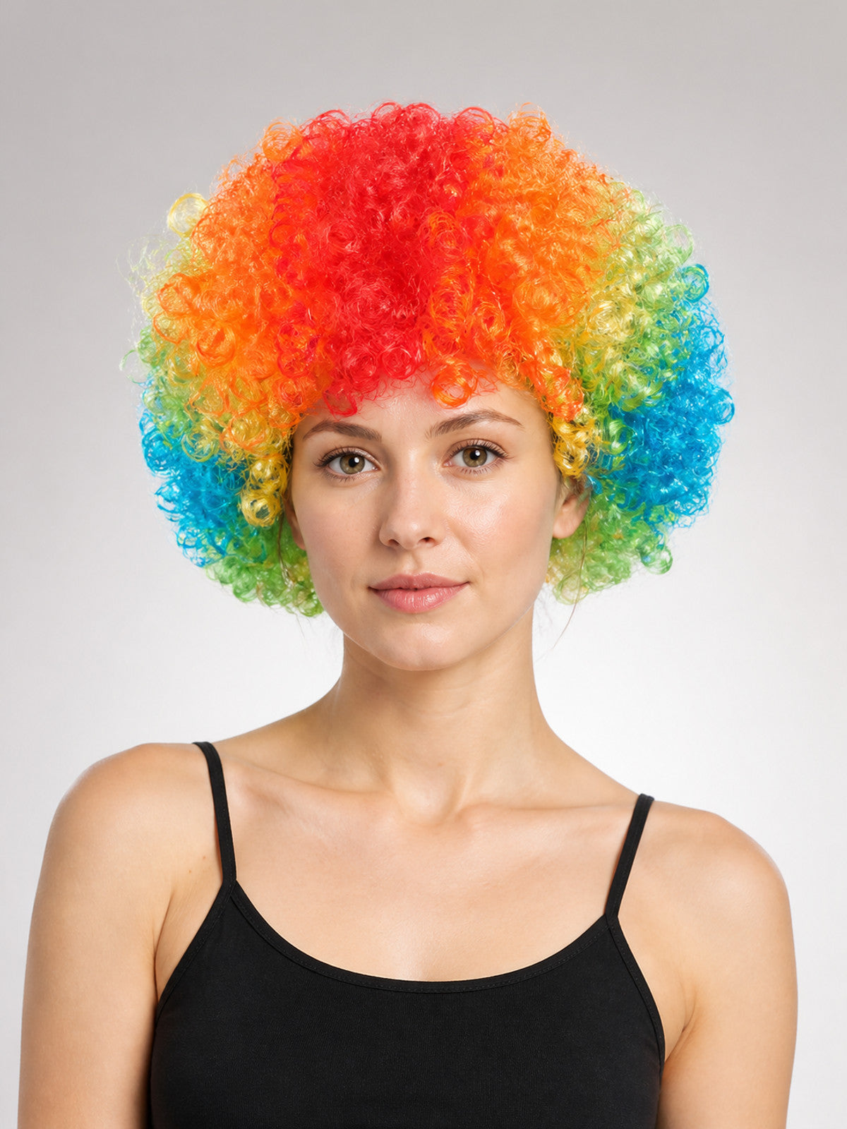 Rainbow Short Curly Carnival Wig main product view