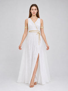 Greek-Style Dress with Gold Accents