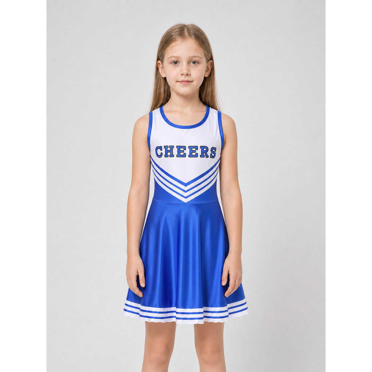 Cheerleading Costume with Pom-Poms and Knee-High Socks
