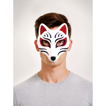White Fox Mask Halloween Costume Headpiece main product view