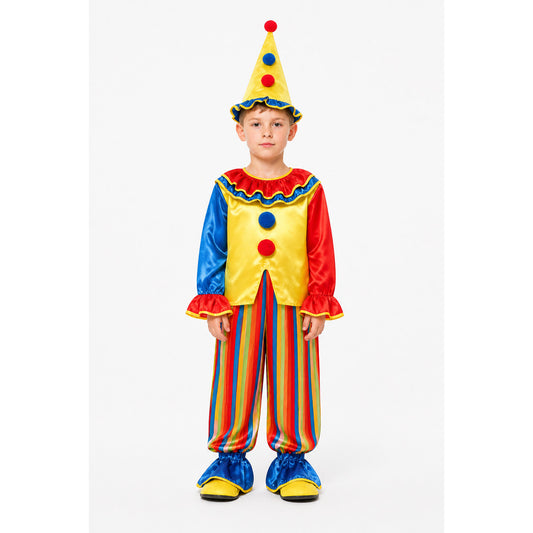 Clown Costume: Striped Pants, Jacket, and Cone Hat main product view
