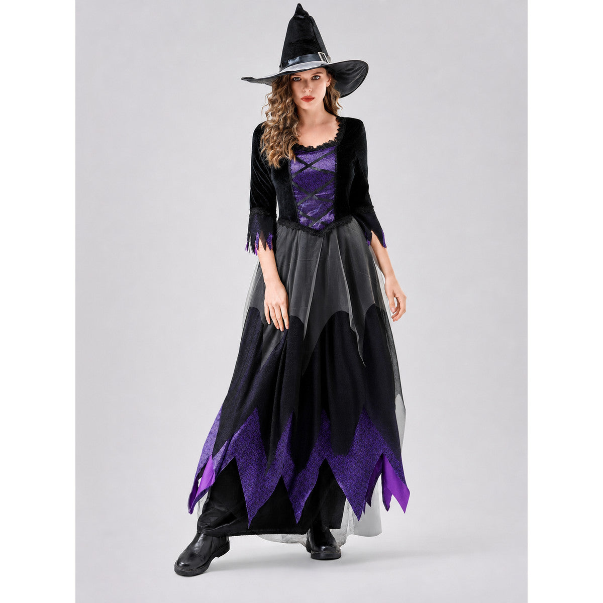 Witch Cosplay Costume with Hat and Lace