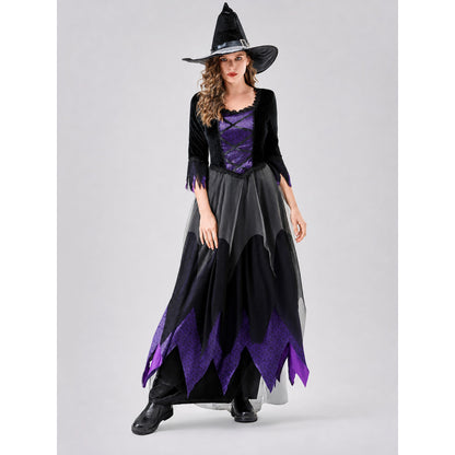 Witch Cosplay Costume with Hat and Lace