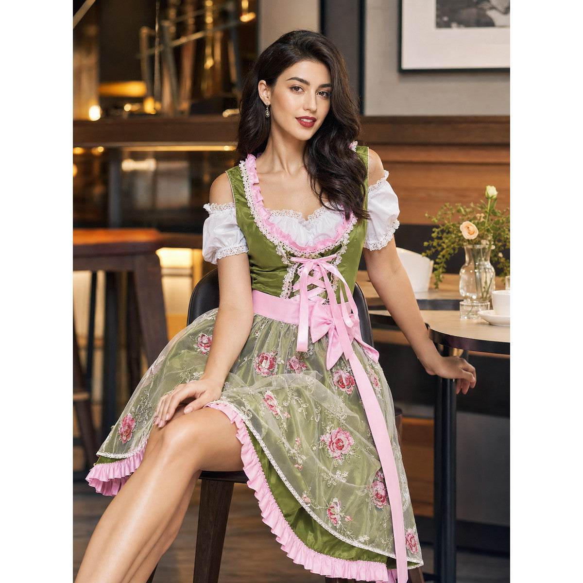 Bavarian-Style Dirndl Costume on-model view