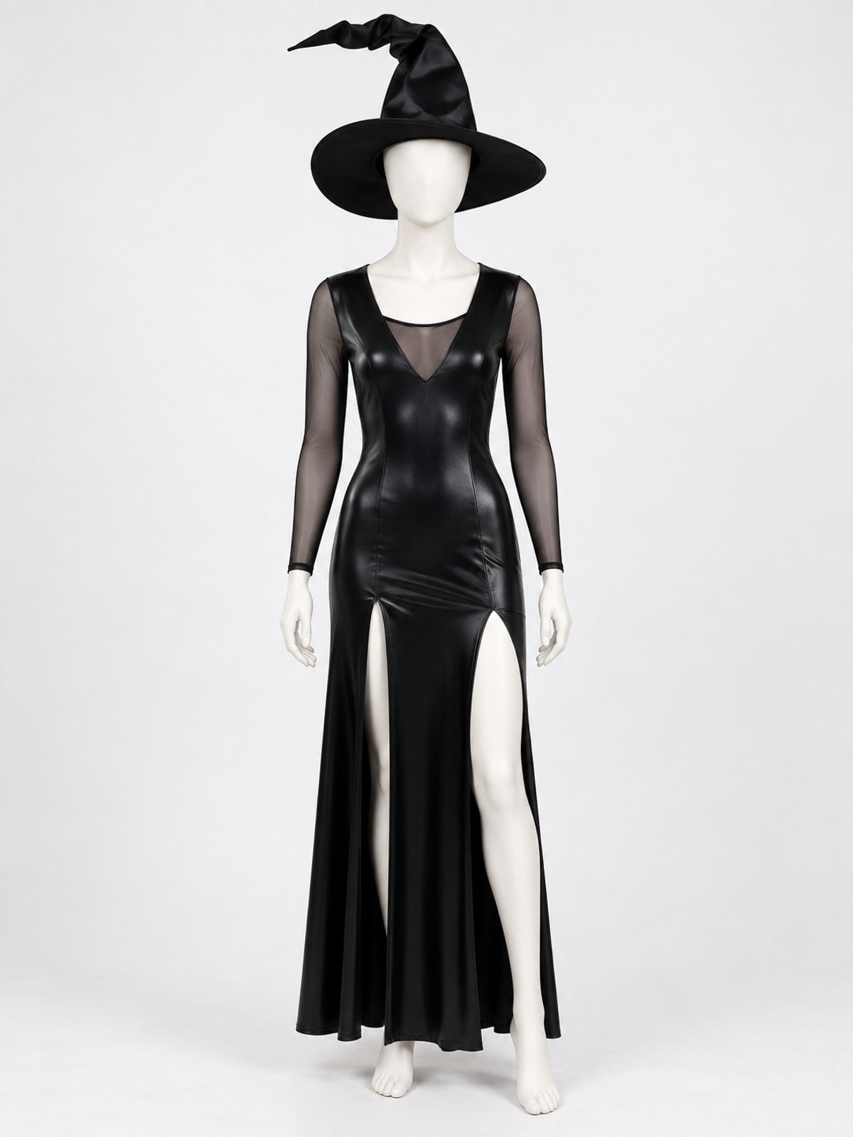 Witch Halloween Costume: Long Black Dress and Hat