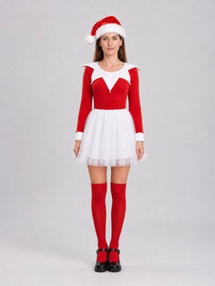 Short Red and White Dress with a Full Skirt