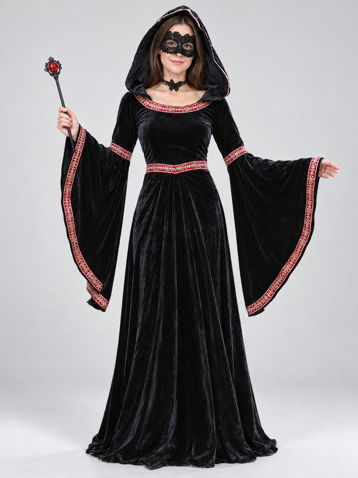Witch Costume: Black Hooded Dress