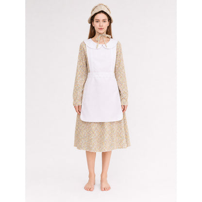 Cosplay Dress with Apron and Floral Print on-model view