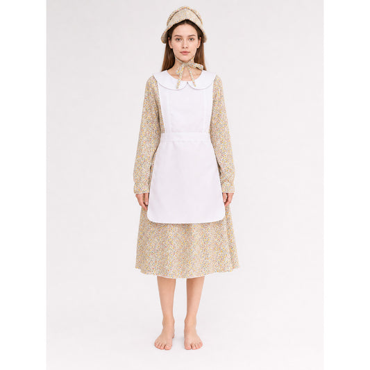 Cosplay Dress with Apron and Floral Print on-model view
