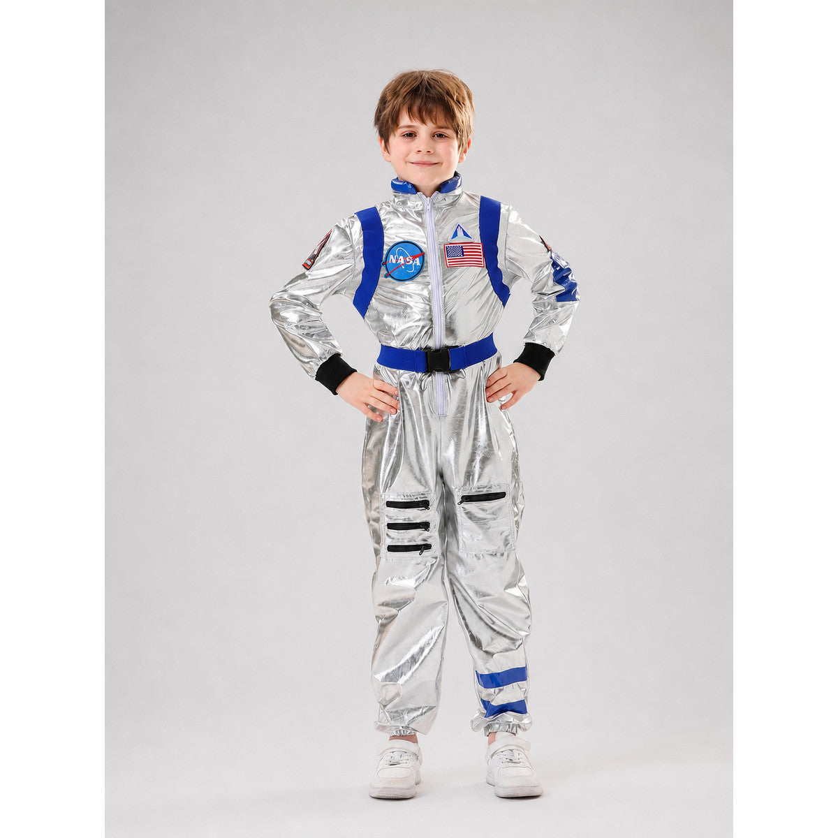 Astronaut Carnival Costume, Silver Jumpsuit