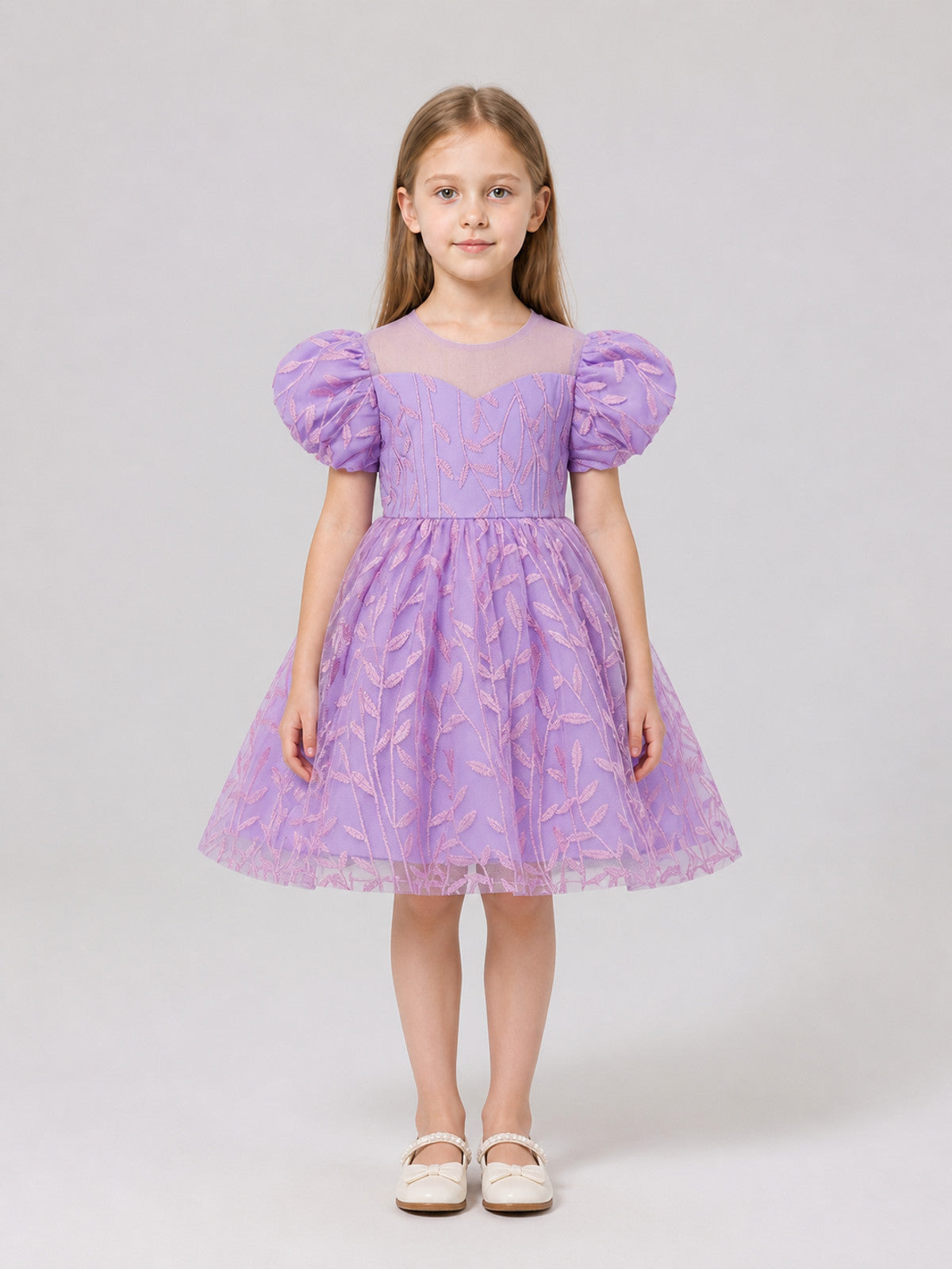 Embroidered Tutu Dress for Birthdays and Piano Playing on-model view